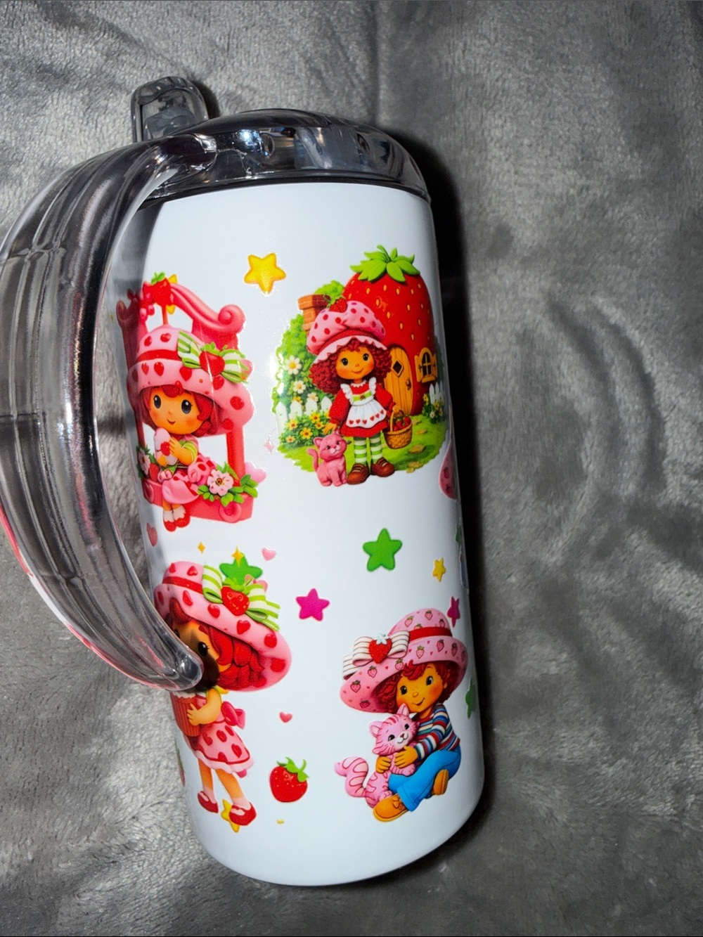 Strawberry Shortcake Themed Kids Sippy Tumbler - Pink & Red Accents - Picture 2 of 5